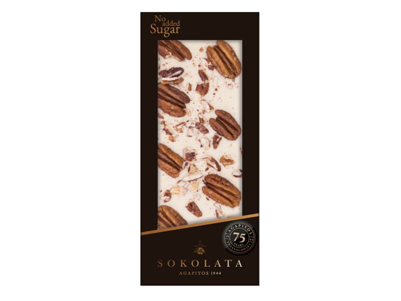 nomeefoods Αγαπητός Λευκή σοκολάτα με καρύδια Πεκάν χωρίς ζάχαρη